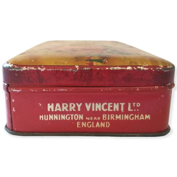 Blue Bird Toffee Tin Boat Village Design Hinged England Vtg Harry Vincent Candy. - Picture 9 of 16